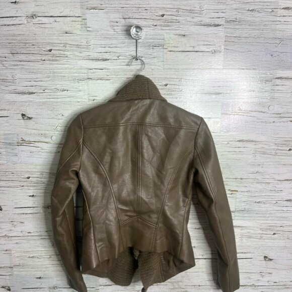 Guess Faux Leather Jacket with waterfall detail size xs brown - Picture 8 of 8